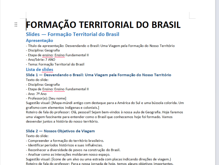 Slides e roteiros
